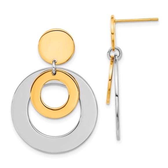 Chisel Stainless Steel Circle Post Dangle Earrings - Picture 1 of 3